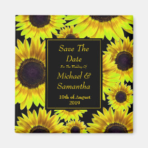 Nette helle gelbe Sonnenblume - Save the Date Magnet