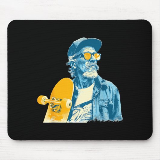 Nette Opa-Skateboard-Farben Grafik Mousepad (Vorne)