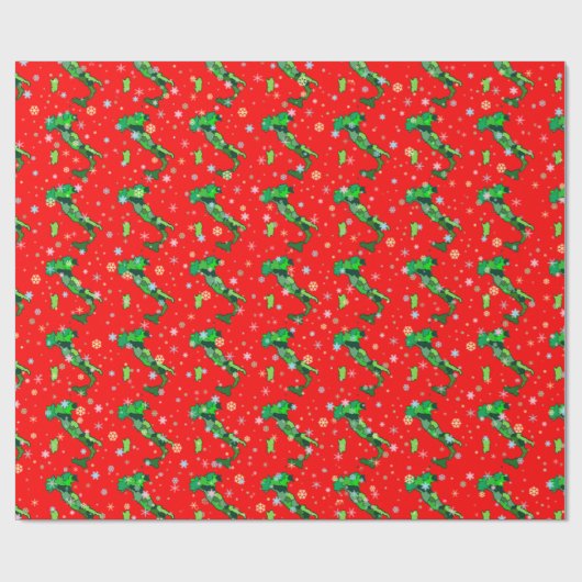 Nette Pastellschneeflocken und Karte von Italien Geschenkpapier (Flach)