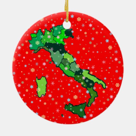 Nette Pastellschneeflocken und Karte von Italien Keramikornament (Hinten)