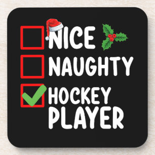 Nette unartige Hockeyspieler-Weihnachtsliste Santa Getränkeuntersetzer