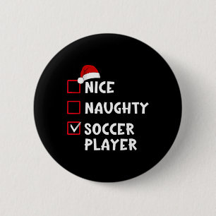 Netter Böser Fußballspieler Lustige Weihnachtslist Button