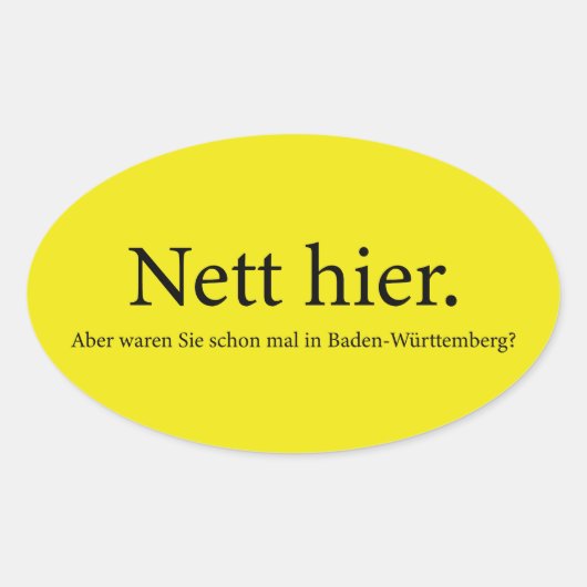 Netter hier ovaler aufkleber (Vorderseite)