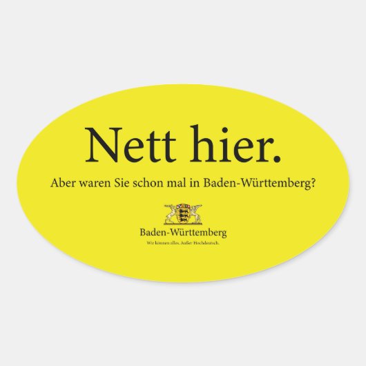 Netter hier ovaler aufkleber (Vorderseite)