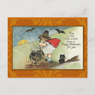 Netter kleiner Hexen-Vintage-Halloween-Grußkarte Postkarte
