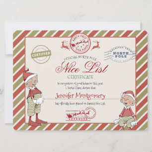 Netter Liste Zertifikat von Santa Claus Einladung