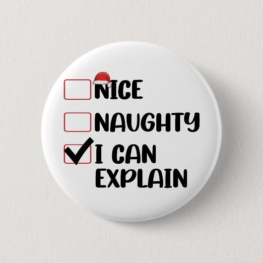 Netter Naughty, den Weihnachtsmann erklären kann Button (Vorderseite)