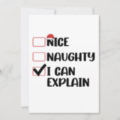 Netter Naughty, den Weihnachtsmann erklären kann Einladung (Vorderseite)