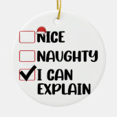 Netter Naughty, den Weihnachtsmann erklären kann Keramik Ornament (Vorne)
