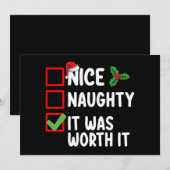 Netter Naughty, es lohnt sich Weihnachten Einladung (Vorne/Hinten)