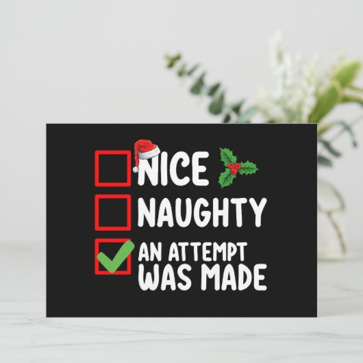 Netter Naughty wurde ein Versuch gemacht Weihnacht Einladung (Stehend Vorderseite)