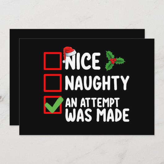Netter Naughty wurde ein Versuch gemacht Weihnacht Einladung (Vorne/Hinten)