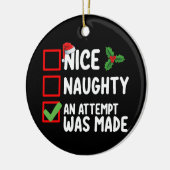 Netter Naughty wurde ein Versuch gemacht Weihnacht Keramik Ornament (Links)