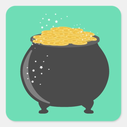 Netter Pot des Goldes Quadratischer Aufkleber (Vorderseite)