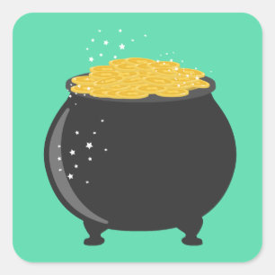 Netter Pot des Goldes Quadratischer Aufkleber
