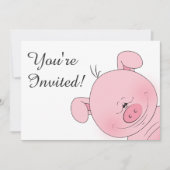 Netter rosa Schwein-Cartoon Einladung (Vorderseite)