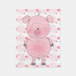 Netter rosa Schwein-Cartoon Fleecedecke