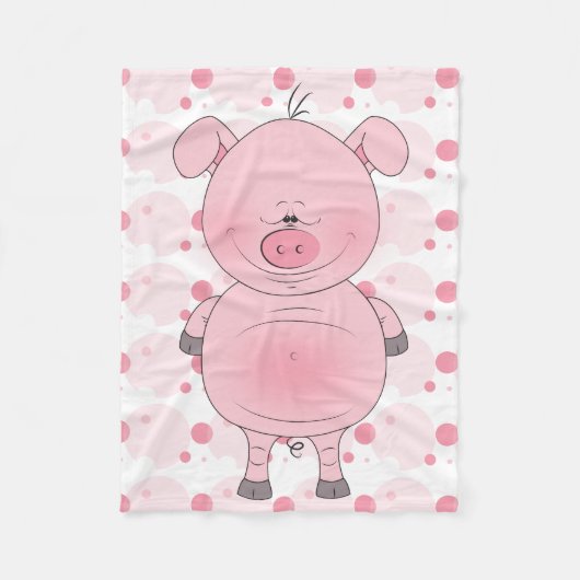 Netter rosa Schwein-Cartoon Fleecedecke (Vorderseite)