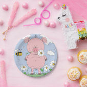 Netter rosa Schwein-Cartoon Pappteller (Party)
