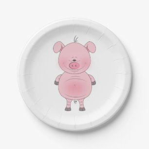 Netter rosa Schwein-Cartoon Pappteller