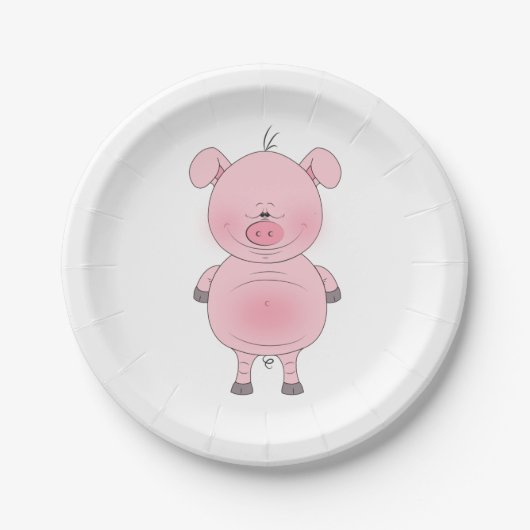 Netter rosa Schwein-Cartoon Pappteller (Vorderseite)