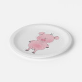 Netter rosa Schwein-Cartoon Pappteller (Schrägansicht)