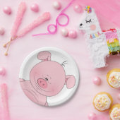 Netter rosa Schwein-Cartoon Pappteller (Party)