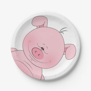 Netter rosa Schwein-Cartoon Pappteller