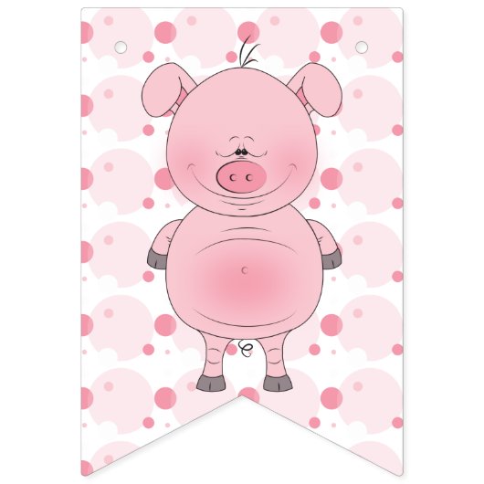 Netter rosa Schwein-Cartoon Wimpelkette (Erste Fahne)
