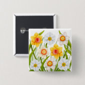 Nettes Frühlings-Narzissen-Button Button (Vorne & Hinten)