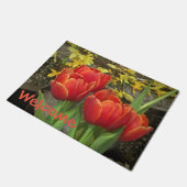 Nettes Tulpe-Willkommen Fußmatte (Schrägansicht)