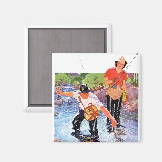 Netting A Fish von R.J. Cavaliere Magnet (Vorderseite/Rückseite)