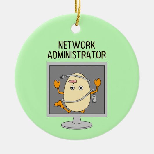 Network Administrator Egghead Keramik Ornament (Vorne)