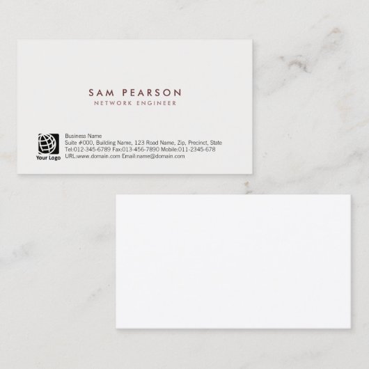 Network Engineer Einfache minimale Visitenkarte (Vorne/Hinten)