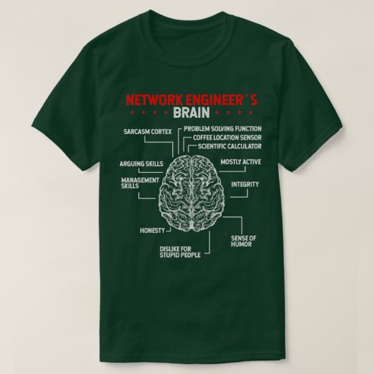 Network Engineering Brain Server Network Engineer T-Shirt (Design vorne)