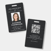 Networking Black Modern Elegantes Foto QR Business Ausweis (Vorder- & Rückseite)
