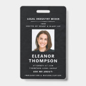 Networking Black Modern Elegantes Foto QR Business Ausweis (Vorderseite)