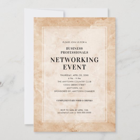 Networking Event Stilvoller Marmorhintergrund Einladung (Vorderseite)