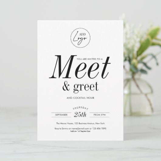 Networking Meet & Greet Minimalistisch Business-Lo Einladung (Stehend Vorderseite)
