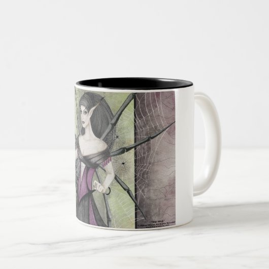 Netz-Hexe-Tasse Zweifarbige Tasse (VorderseiteRechts)