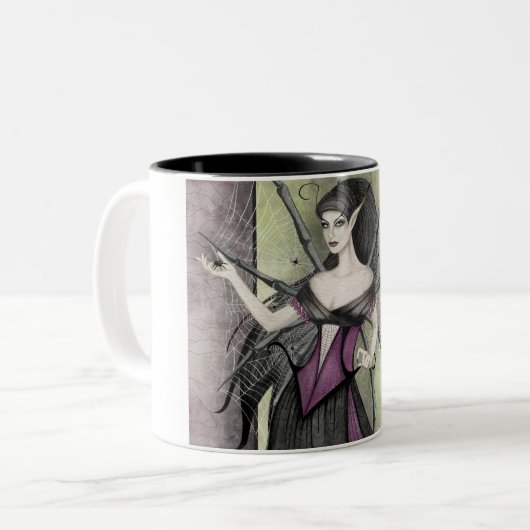 Netz-Hexe-Tasse Zweifarbige Tasse (Vorderseite Links)