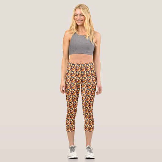 Netz mehrfarbiger Dreiecke Capri Leggings (Vorderseite)