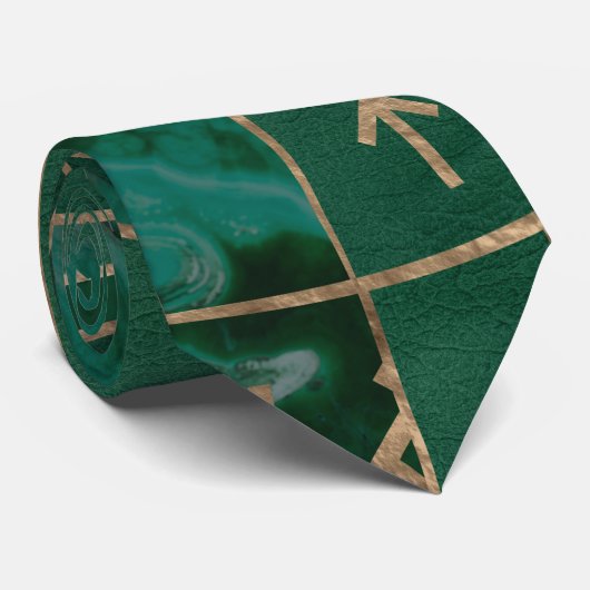 Netz von Wyrd - Malachit, Leder und Gold Krawatte (Gerollt)