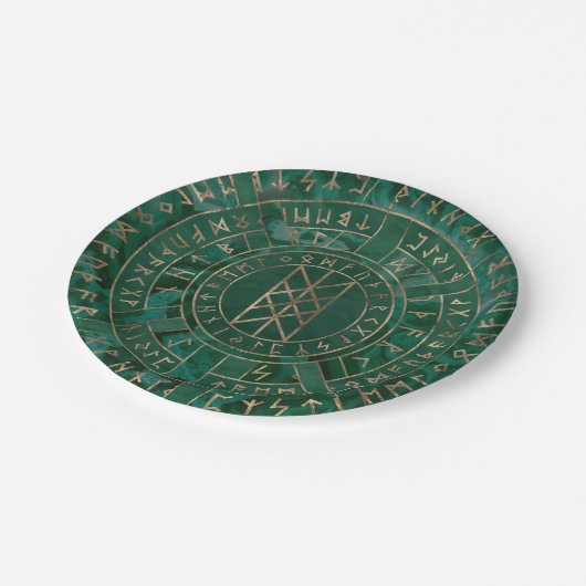 Netz von Wyrd - Malachit, Leder und Gold Pappteller (Schrägansicht)