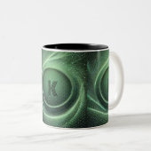 Netzähnliches grünes Muster Zweifarbige Tasse (VorderseiteRechts)