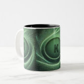 Netzähnliches grünes Muster Zweifarbige Tasse (Vorderseite Links)