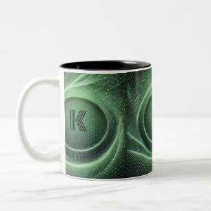 Netzähnliches grünes Muster Zweifarbige Tasse