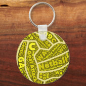 Netzball Themed Yellow Typografie Ball Design Schlüsselanhänger (Vorderseite)