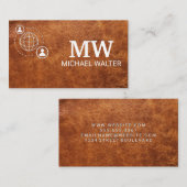 Netzkommunikationsmonogramm | Leder Visitenkarte (Vorne/Hinten)