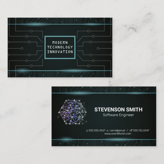 Netzwerk-Logo | Circuit Tech Business Card Visitenkarte (Vorne/Hinten)